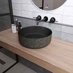 Grossman Раковина накладная Color 35.5 GR-5010BBL черная с текстурой кожи крокодила – фотография-2